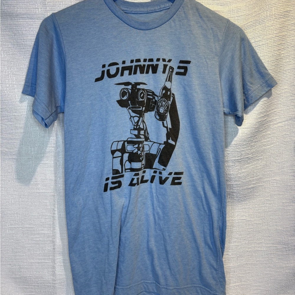 Johnny5 Is Alive Short Sleeve Graphic Tee - Light Blue
